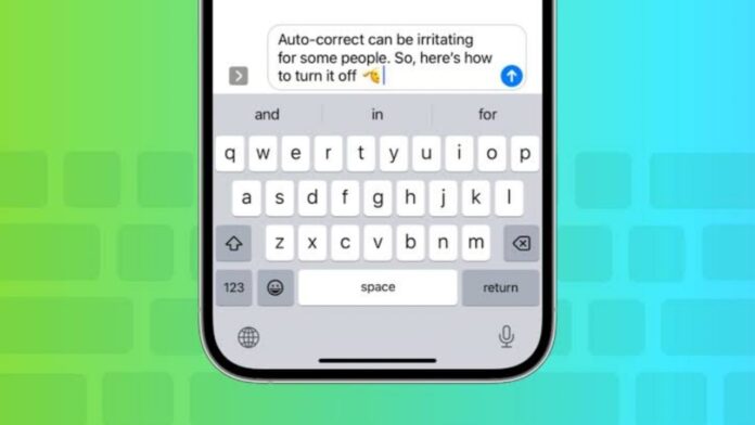 iPhone screen showing keyboard settings with Autocorrect and Predictive Text options