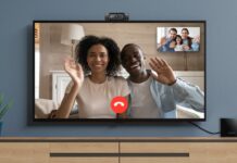 How to Make Video Calls on a Smart TV – Apps, Webcams, and Casting Methods Family making a video call on a Smart TV with webcam connected