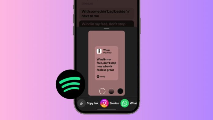 Share Spotify lyrics on Instagram Stories