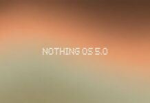 Nothing OS 5.0 update logo on a warm gradient background